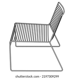 Easy Chair Line Vector Illustration, Isolated On White Background