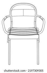 Easy Chair Line Vector Illustration, Isolated On White Background