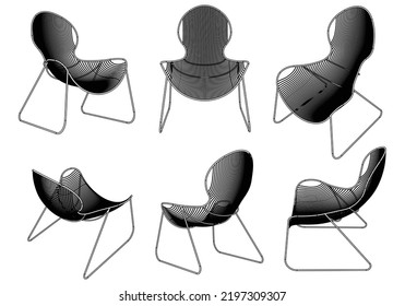 Easy Chair Line Vector Illustration, Isolated On White Background