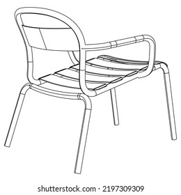 Easy Chair Line Vector Illustration, Isolated On White Background