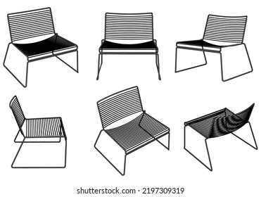 Easy Chair Line Vector Illustration, Isolated On White Background