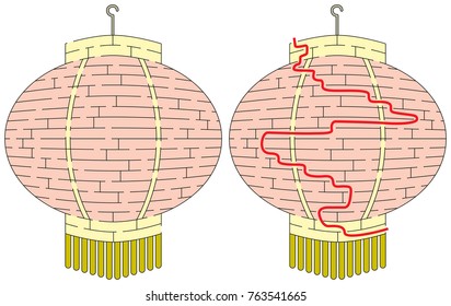 Easy Chinese lantern maze for younger kids with a solution