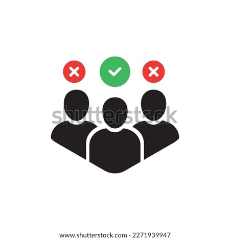 easy choosing best talent candidate for job. concept of chosen one for office work and ceo company or manager. linear flat stroke workforce crm logotype graphic design web element isolated on white