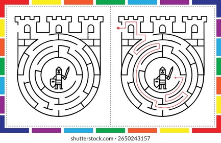 Easy Circular Maze Puzzle for Kindergarten, Fun Circular Maze Game for Children Learning Activity