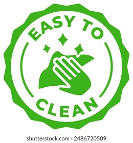 Easy to clean green emblem. Napkin with hand wiping surface green icon. Wipe vector illustration. Cleaning service badge. Housekeeping sign. Household symbol for product packaging isolated.