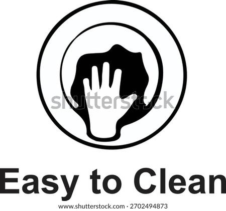 Easy to Clean icon, Clean surface, wipe to disinfect, Wipe icon. Hand with napkin wiping, Housekeeping symbol, Housework sign, Cleaning service logo