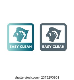 Easy clean surface and cloth label. Rag wipe and hand vector sticker. 