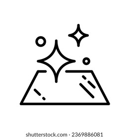 Easy clean surface icon. Hygiene part with star silhouette for shining part. Home service sanitary, wipes surface for disinfection Stroke line vector illustration. Design on white background. EPS10