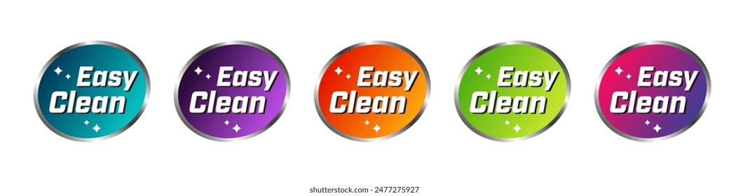 Easy Clean - vector stickers for cleaning products label design.