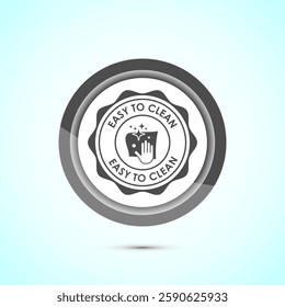 Easy cleaning icon design illustration. Clean surface icon sign symbol, Gray color button design