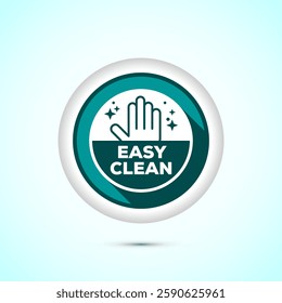 Easy cleaning icon design illustration. Clean surface icon sign symbol, Teal color shadow button design