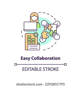 Easy collaboration concept icon. Facilitate cooperation. Accounting software benefit abstract idea thin line illustration. Isolated outline drawing. Editable stroke. Arial, Myriad Pro-Bold fonts used