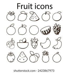  Easy Collection of Vector Icons Associated with Fruits.