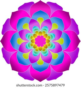 Easy color flower mandala patterns. Vector illustration.