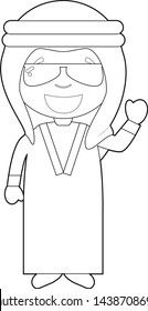 Easy coloring cartoon character from Iraq or Persia dressed in the traditional way Vector Illustration.
