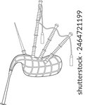Easy coloring cartoon vector illustration of a bagpipes isolated on white background