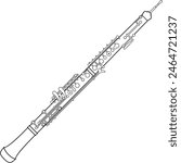 Easy coloring cartoon vector illustration of an oboe isolated on white background