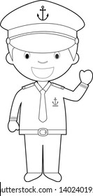 Easy coloring cartoon vector illustration of a sailor.