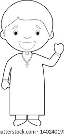 Easy coloring cartoon vector illustration of a priest.