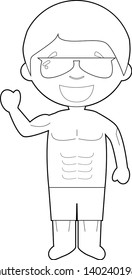 Easy coloring cartoon vector illustration of a model.