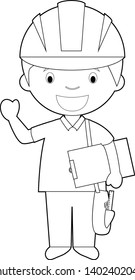 Easy coloring cartoon vector illustration of an engineer.