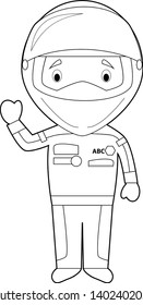Easy coloring cartoon vector illustration of a race pilot.