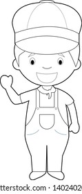 Easy coloring cartoon vector illustration of an engine.