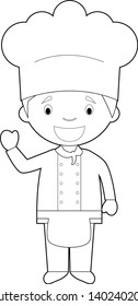Easy coloring cartoon vector illustration of a chef.