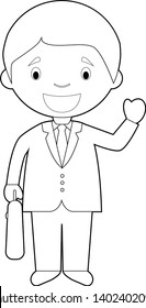 Easy coloring cartoon vector illustration of a businessman.