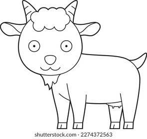 Easy coloring cartoon vector illustration goat