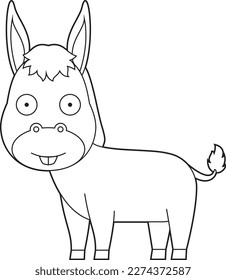 Easy coloring cartoon vector illustration of a donkey