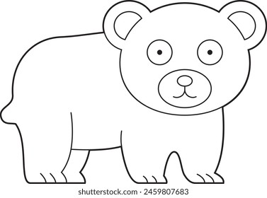 Fácil Ilustración vectorial de dibujos animados para colorear de un oso