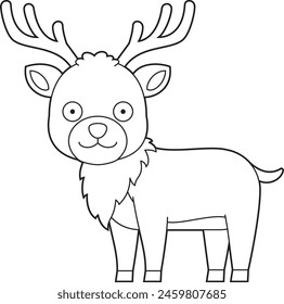 Fácil Ilustración vectorial de dibujos animados para colorear de un reno