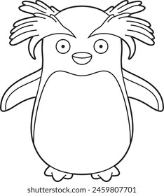 Easy coloring cartoon vector illustration of a rockhopper penguin