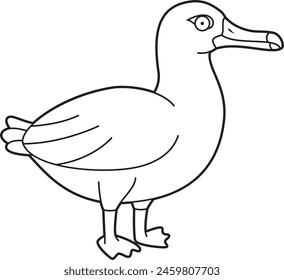 Fácil Ilustración vectorial de dibujos animados para colorear de un albatros