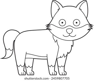 Easy coloring cartoon vector illustration of a wolf