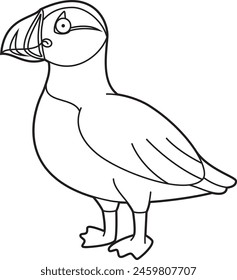 Easy coloring cartoon vector illustration of a puffin
