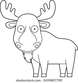 Easy coloring cartoon vector illustration of a moose