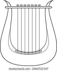 Easy coloring cartoon vector illustration of a lyre isolated on white background