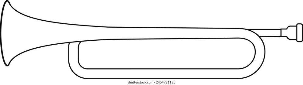 Easy coloring cartoon vector illustration of a trumpet isolated on white background