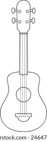 Easy coloring cartoon vector illustration of an ukulele isolated on white background