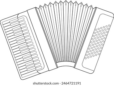 Easy coloring cartoon vector illustration of an accordion isolated on white background