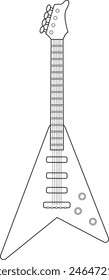 Easy coloring cartoon vector illustration of an Electric guitar isolated on white background