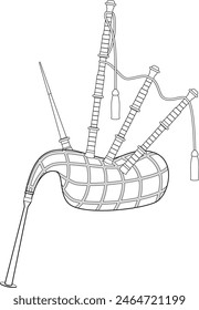 Easy coloring cartoon vector illustration of a bagpipes isolated on white background