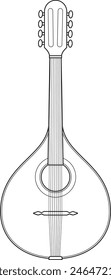 Easy coloring cartoon vector illustration of a mandolin isolated on white background