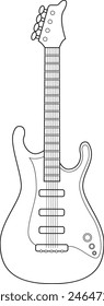 Fácil Ilustración vectorial de dibujos animados para colorear de una guitarra eléctrica aislada sobre fondo blanco