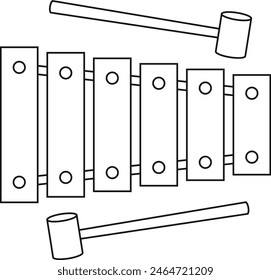 Easy coloring cartoon vector illustration of a xylophone isolated on white background