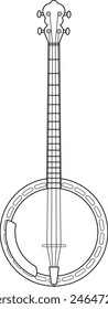 Easy coloring cartoon vector illustration of a banjo isolated on white background