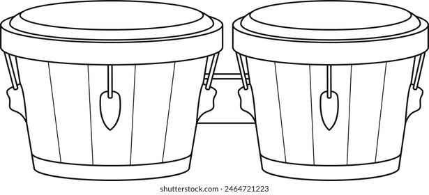 Easy coloring cartoon vector illustration of a bongo isolated on white background