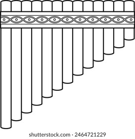 Easy coloring cartoon vector illustration of a panpipe isolated on white background